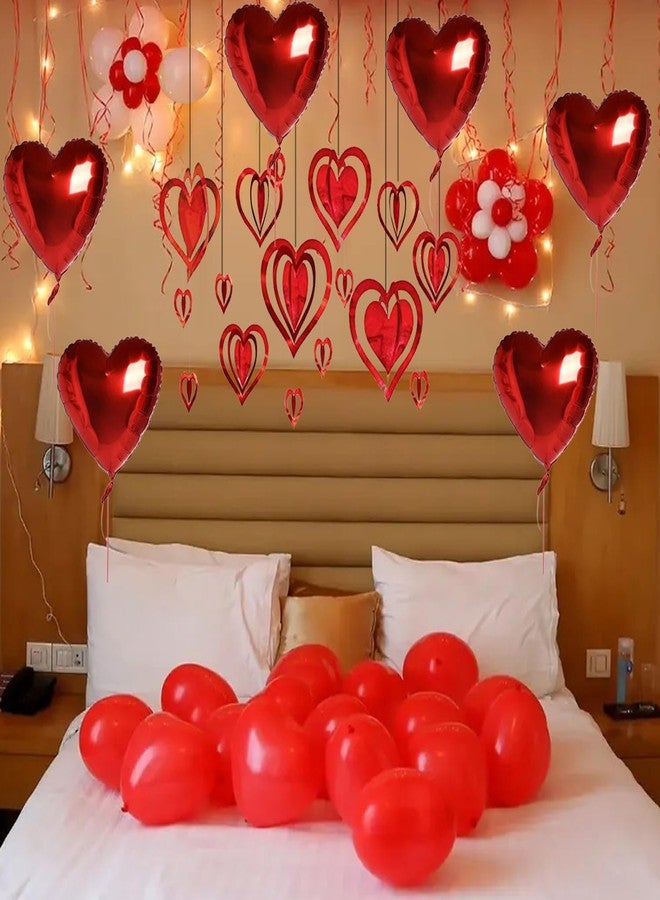 PartyToko Valentine'S Day 16 Pc 3D Heart Hanging Swirl Decoration Kit For Marriage Proposal/Wedding&Valentines Day Decoration,Multicolor - Image 2